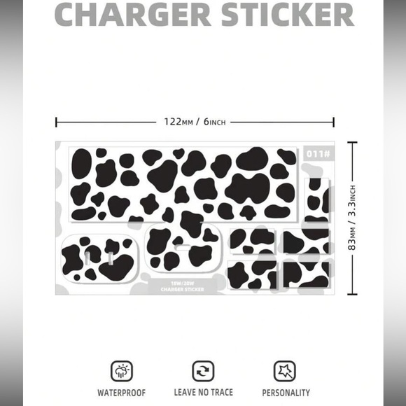Cow Pattern Data Cable & Charger Head Sticker - Picture 5 of 8